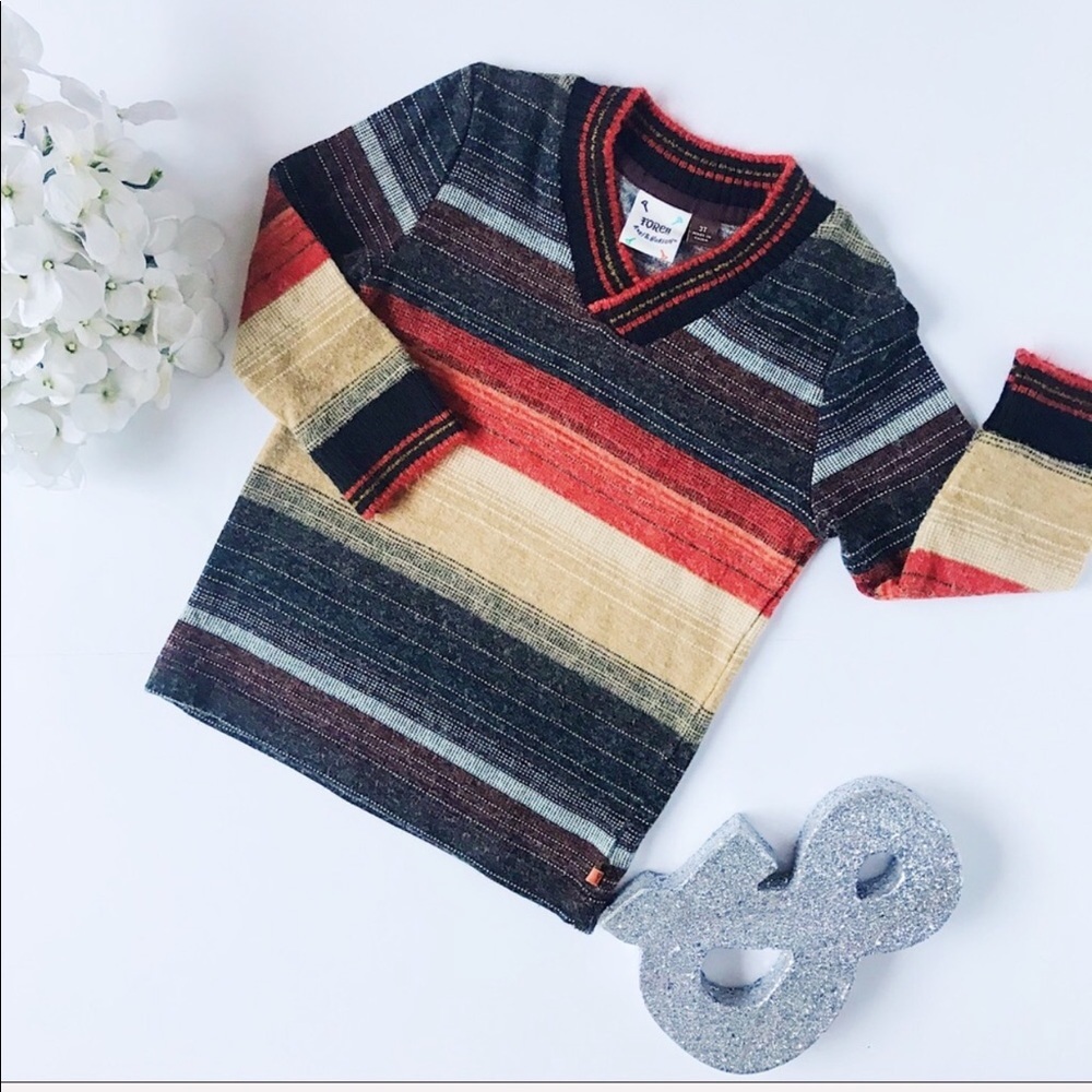 Fore Axel And Hudson - Warm Stripe V-Neck Sweater